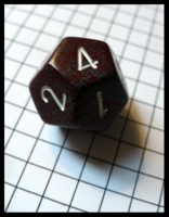 Dice : Dice - 12D - Red and Grey Speckled With White Numerals